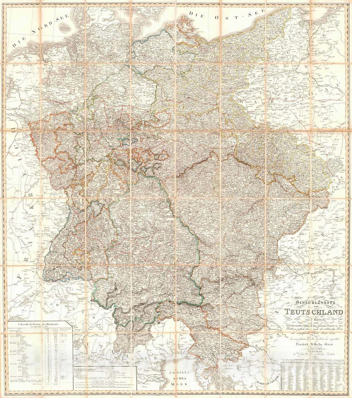 Historic Map : 1810 General-Charte van Teutschland : Vintage Wall Art