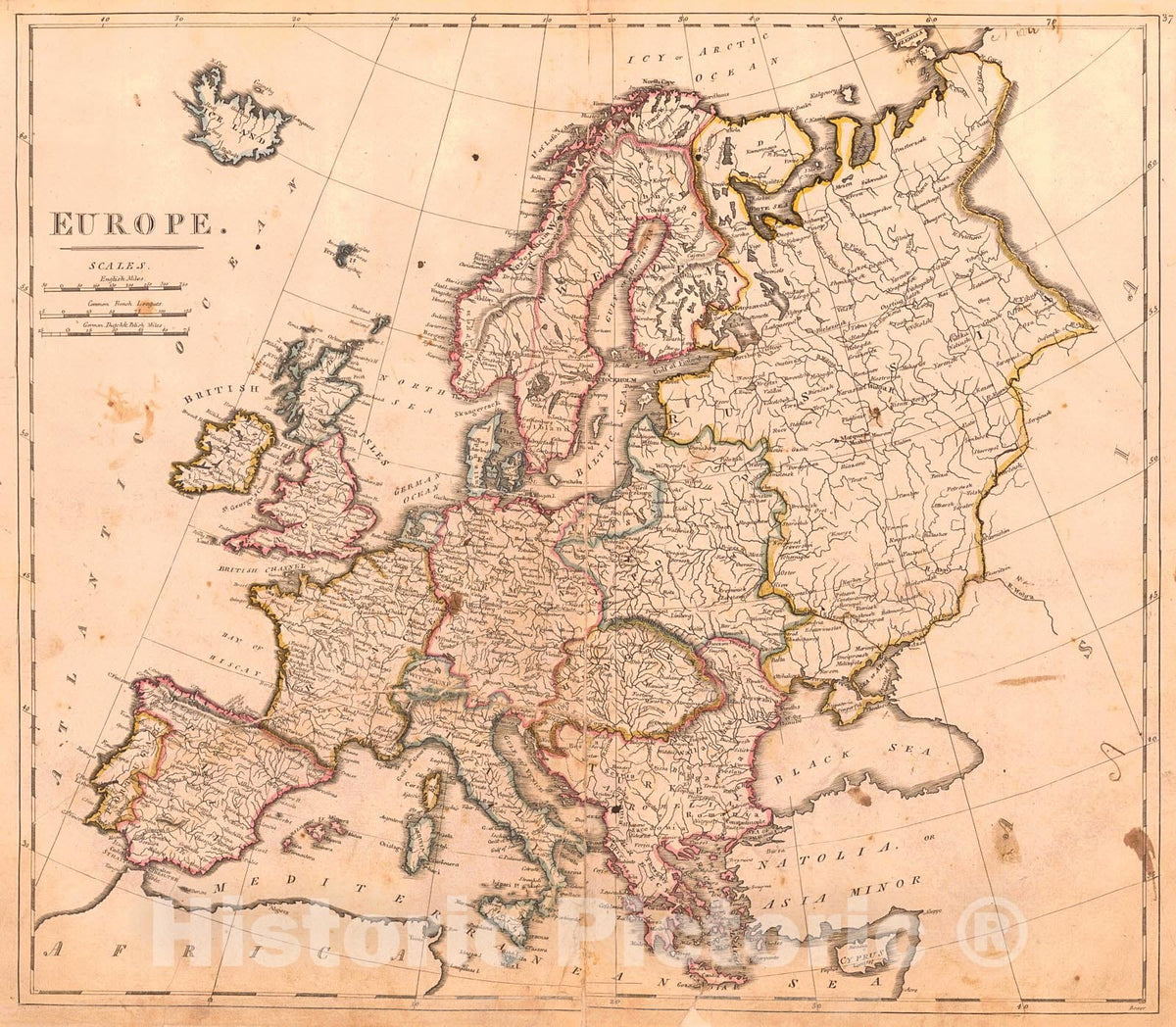 Historic Map : 1814 Europe : Vintage Wall Art