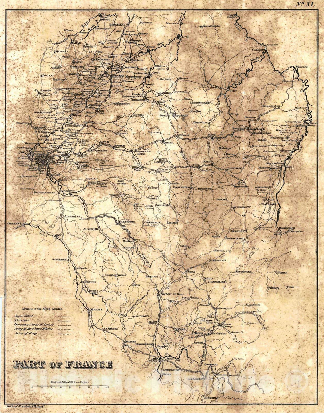 Historic Map :  [Battle of Waterloo] Part of France : Vintage Wall Art