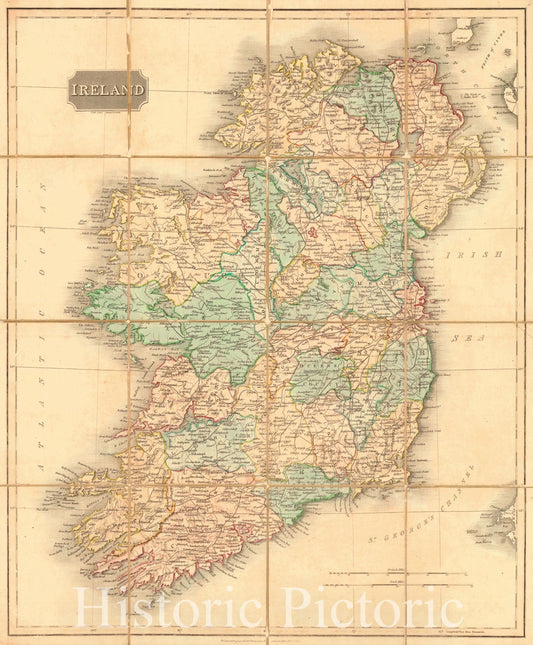 Historic Map : 1815 Ireland : Vintage Wall Art