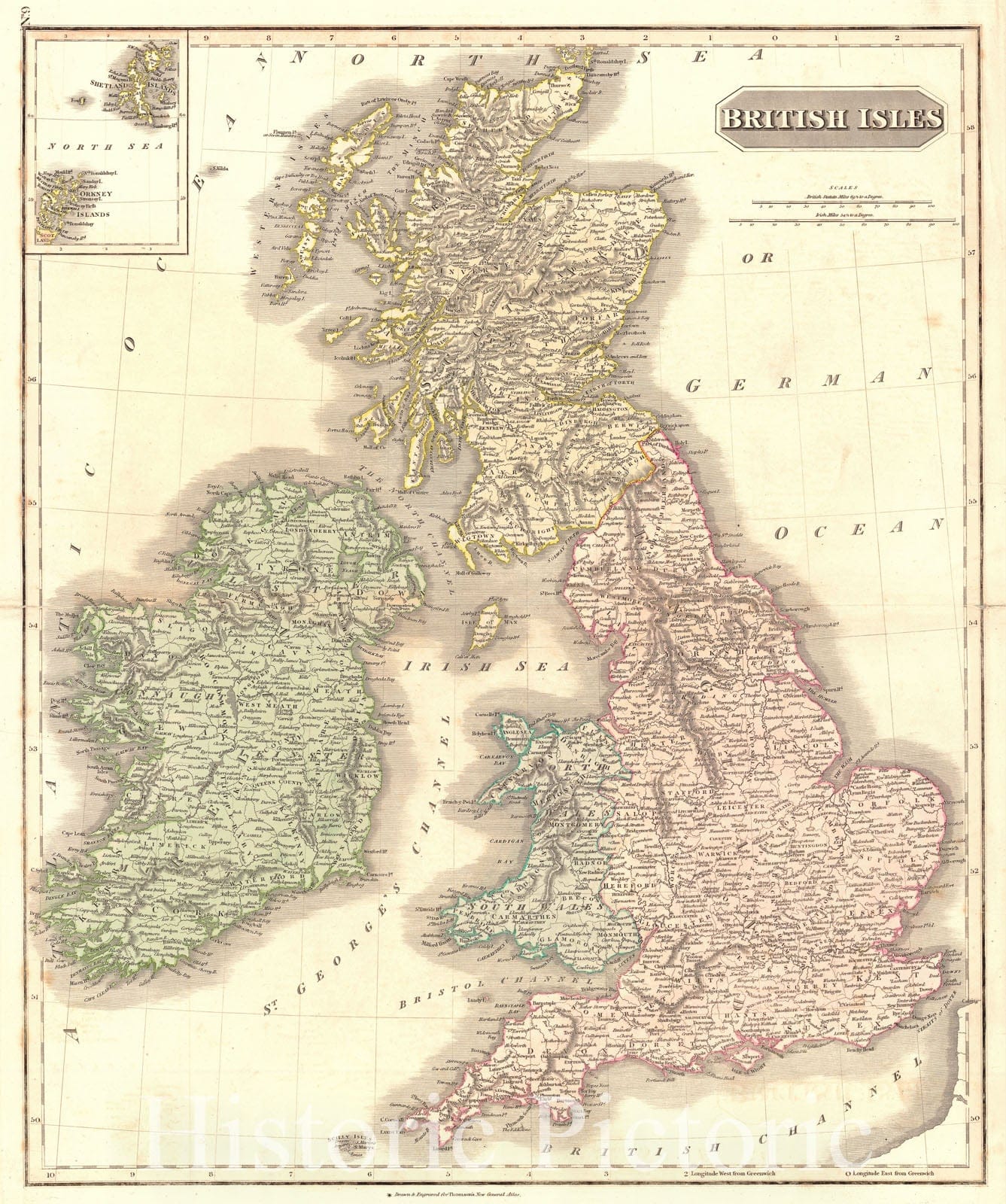 Historic Map : 1815 British Isles : Vintage Wall Art
