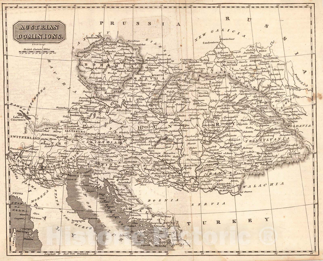 Historic Map : 1819 Austrian Dominions : Vintage Wall Art