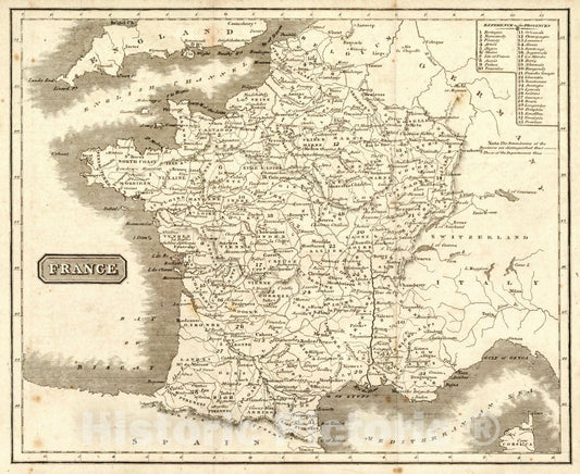 Historic Map : 1819 France : Vintage Wall Art