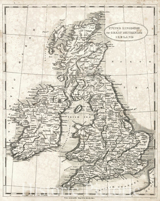 Historic Map : 1819 United Kingdoms or Great Britain and Ireland : Vintage Wall Art