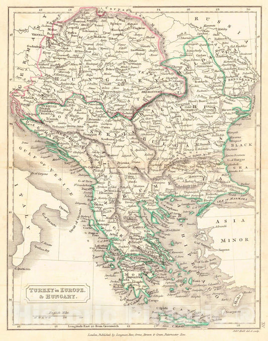 Historic Map : 1820 Turkey in Europe and Hungary : Vintage Wall Art