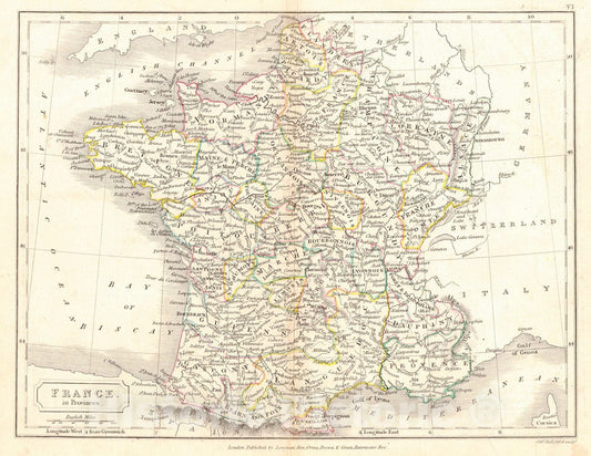 Historic Map : 1820 France in Provinces : Vintage Wall Art