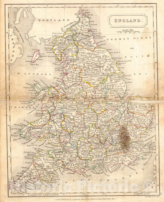 Historic Map : 1820 England : Vintage Wall Art