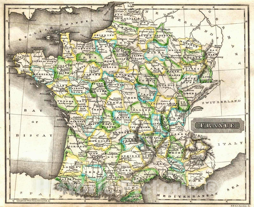 Historic Map : 1822 France : Vintage Wall Art