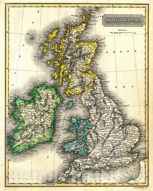 Historic Map : 1822 British Isles : Vintage Wall Art