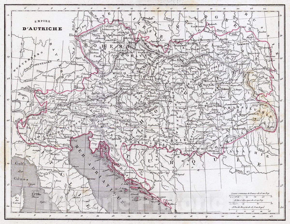 Historic Map : 1822 Empire D'Autriche : Vintage Wall Art