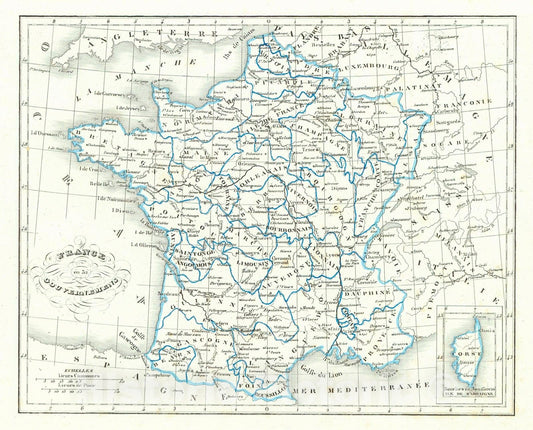 Historic Map : 1822 France Gouvernemens : Vintage Wall Art