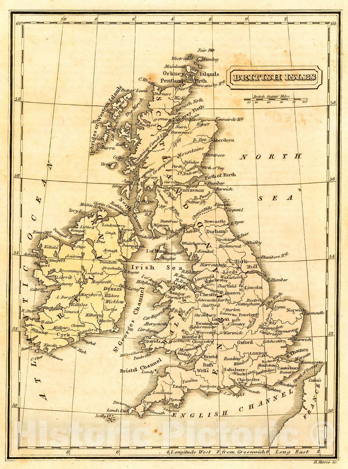 Historic Map : 1824 British Isles : Vintage Wall Art