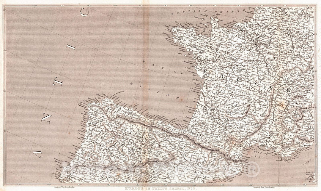 Historic Map : 1828 Europe in Twelve Sheets, No. 7 : Vintage Wall Art
