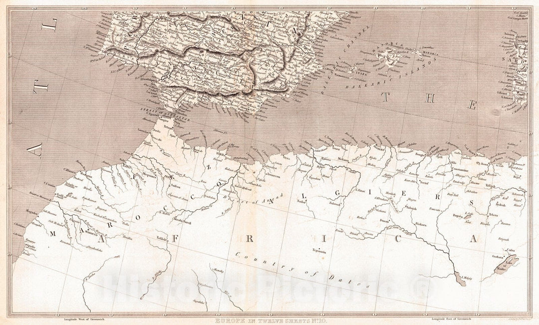 Historic Map : 1828 Europe in Twelve Sheets, No. 10 : Vintage Wall Art