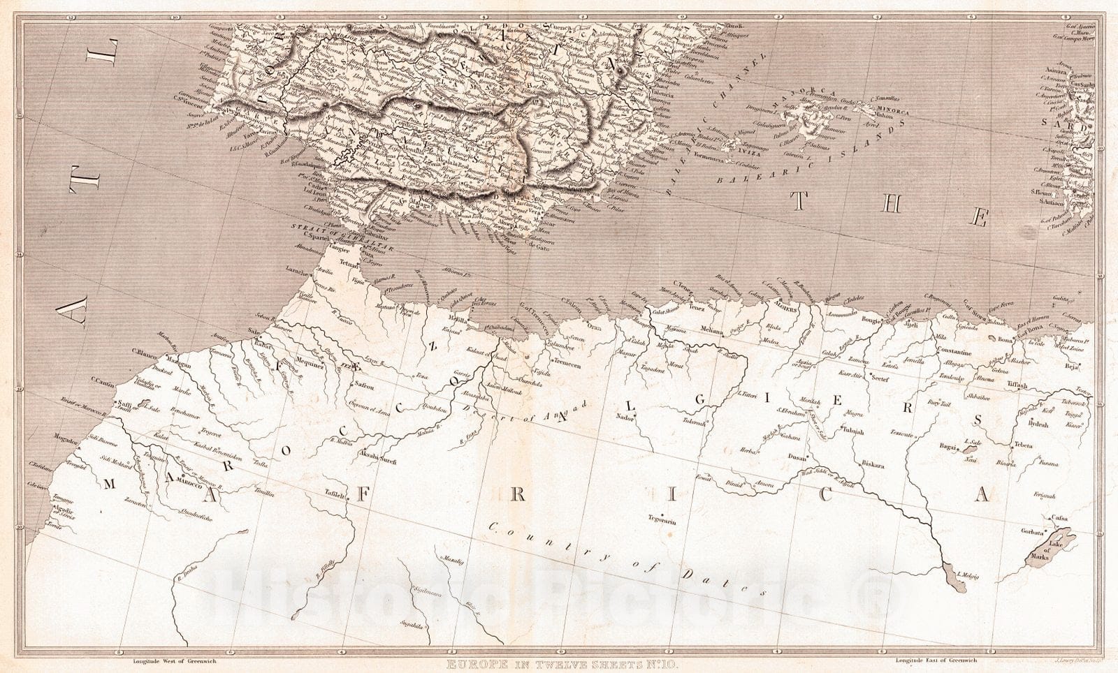 Historic Map : 1828 Europe in Twelve Sheets, No. 10 : Vintage Wall Art