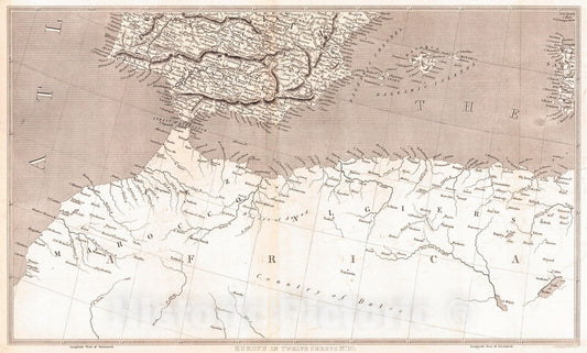 Historic Map : 1828 Europe in Twelve Sheets, No. 10 : Vintage Wall Art