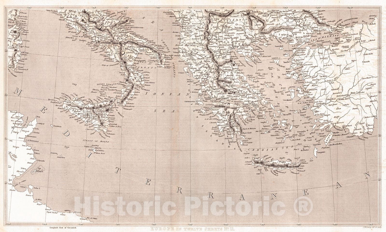 Historic Map : 1828 Europe in Twelve Sheets, No. 11 : Vintage Wall Art