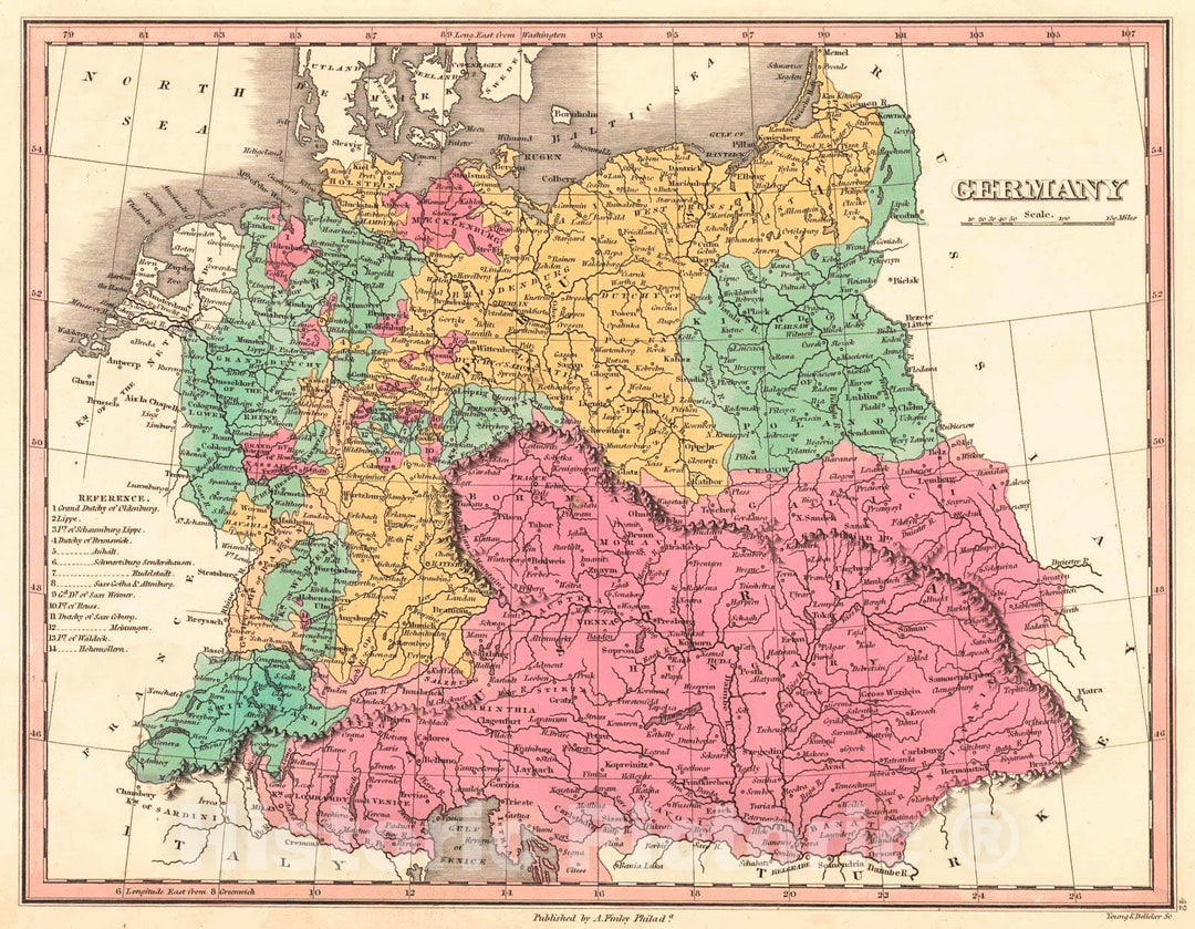 Historic Map : 1829  Germany : Vintage Wall Art