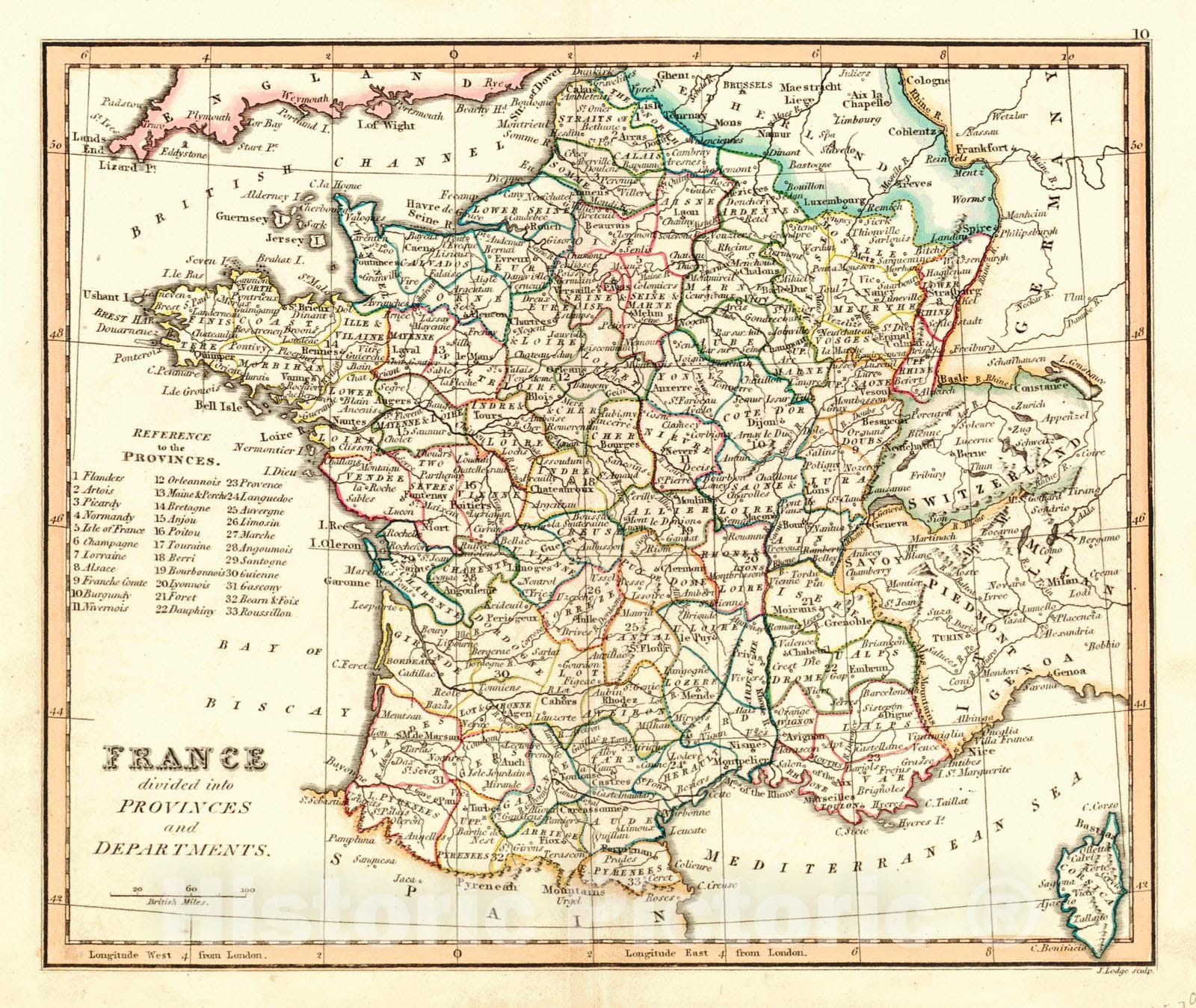 Historic Map : 1829 France Divided Into Its Provinces and Departments : Vintage Wall Art