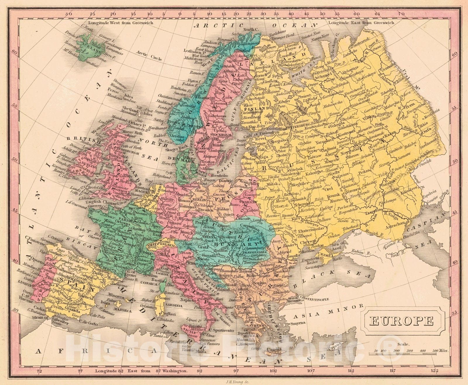 Historic Map : 1830 Europe : Vintage Wall Art