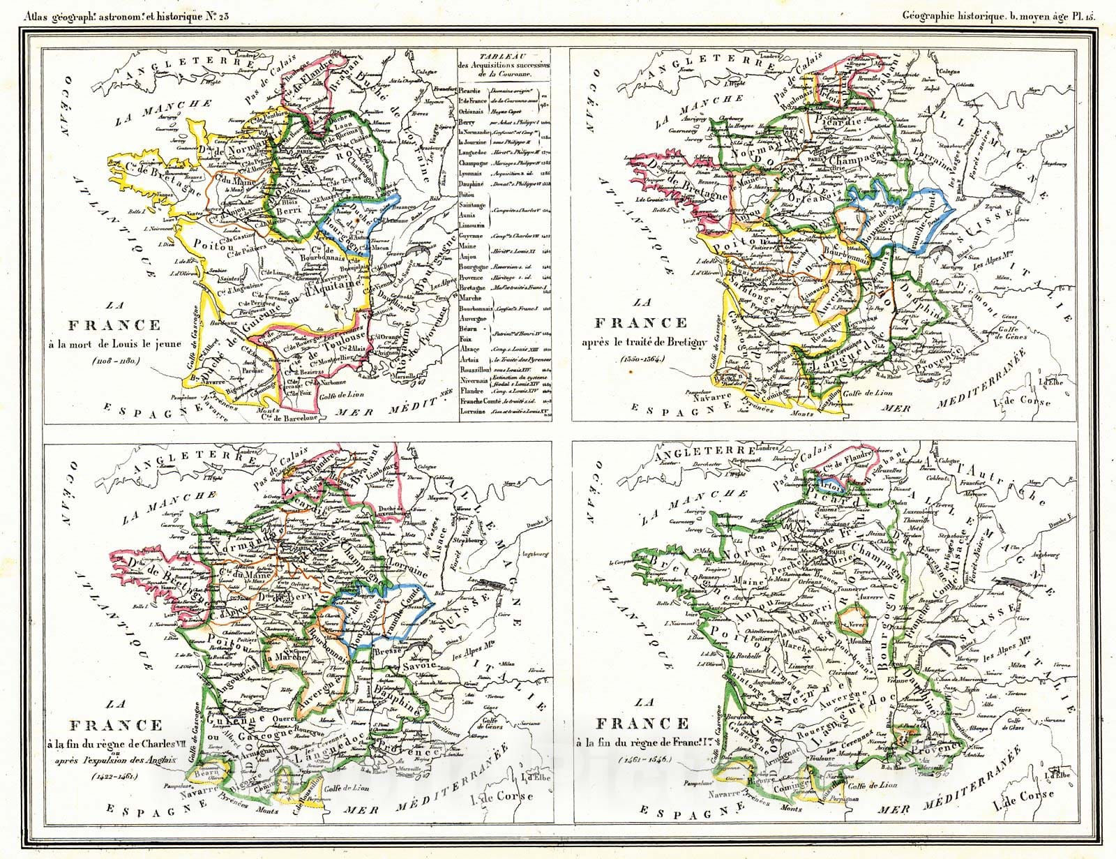 Historic Map : 1832 La France : Vintage Wall Art