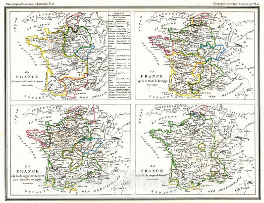 Historic Map : 1832 La France : Vintage Wall Art