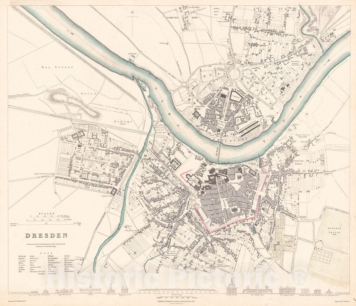 Historic Map : 1833 Dresden : Vintage Wall Art