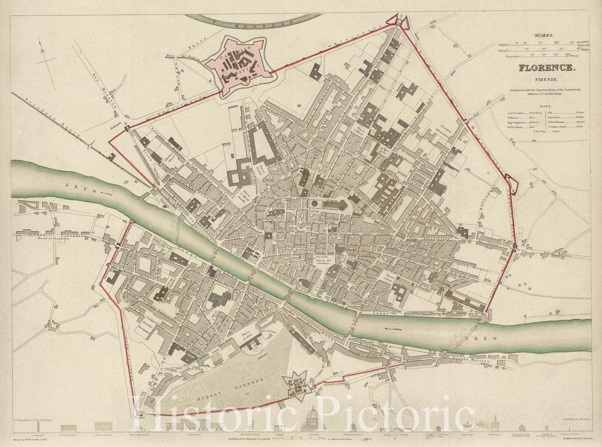 Historic Map : 1835 Florence : Vintage Wall Art