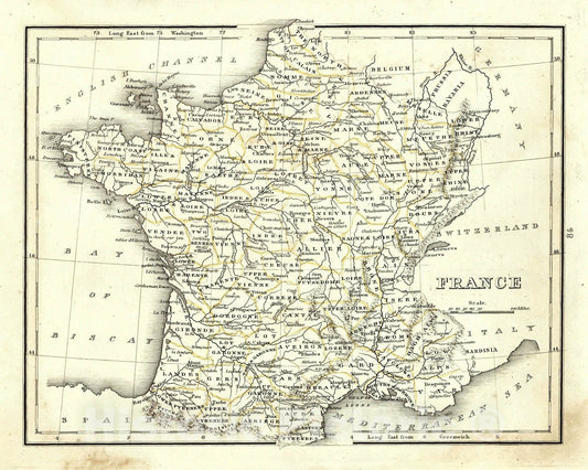 Historic Map : 1835 France : Vintage Wall Art