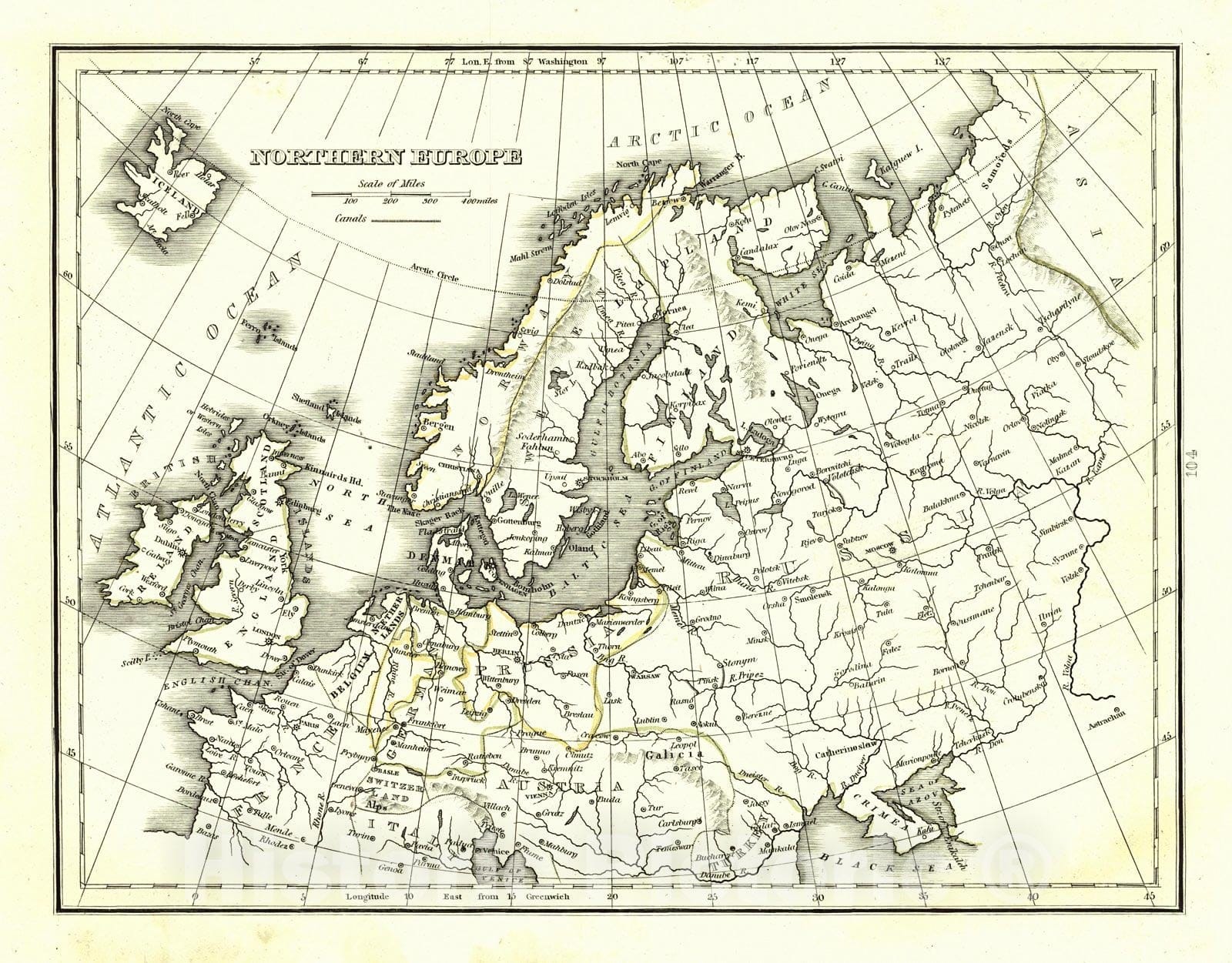 Historic Map : 1835 Northern Europe : Vintage Wall Art