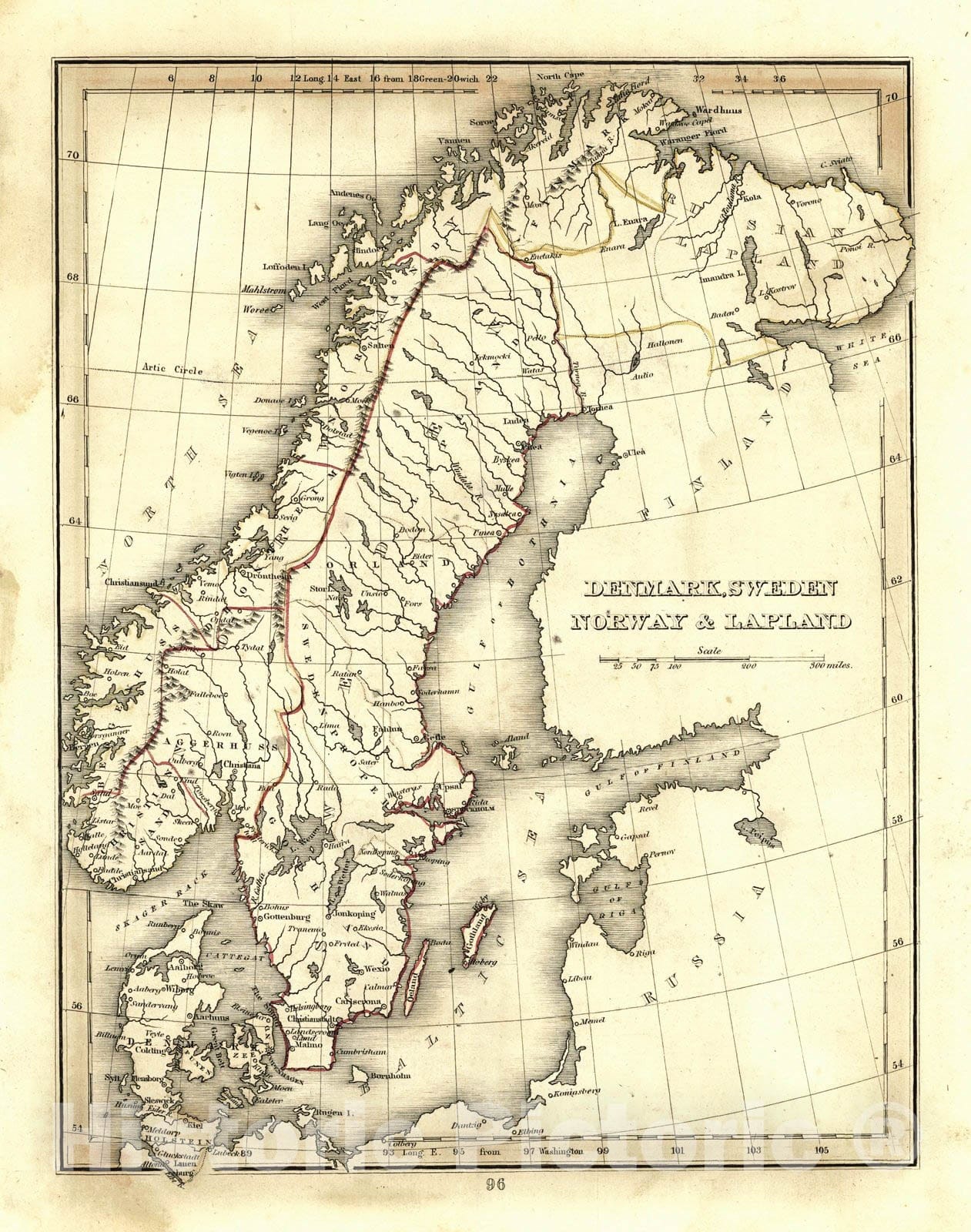 Historic Map : 1835 Denmark, Sweden, Norway, and Lapland : Vintage Wall Art