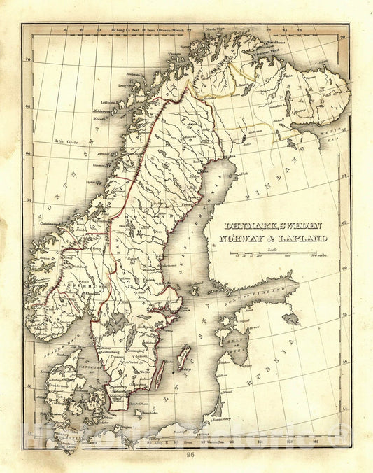 Historic Map : 1835 Denmark, Sweden, Norway, and Lapland : Vintage Wall Art