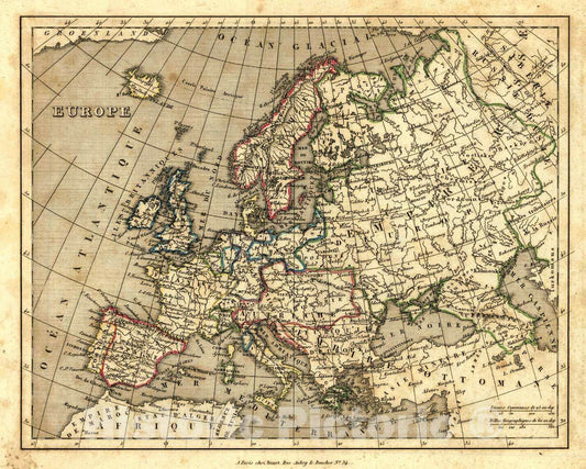Historic Map : 1836 Europe : Vintage Wall Art