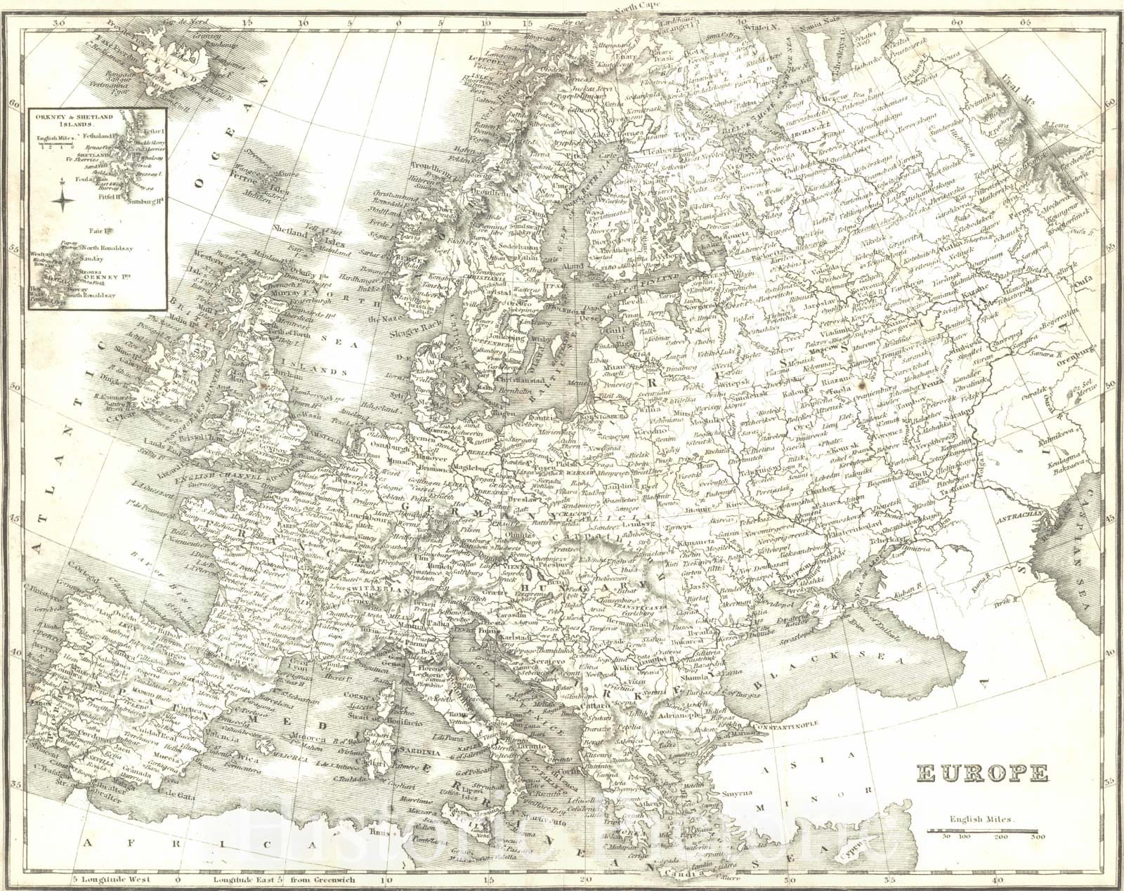 Historic Map : 1836 Europe : Vintage Wall Art