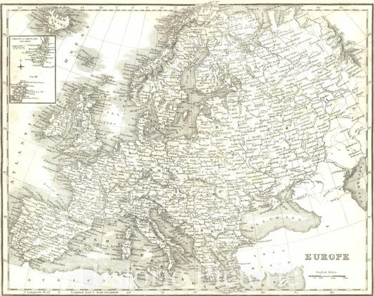 Historic Map : 1836 Europe : Vintage Wall Art