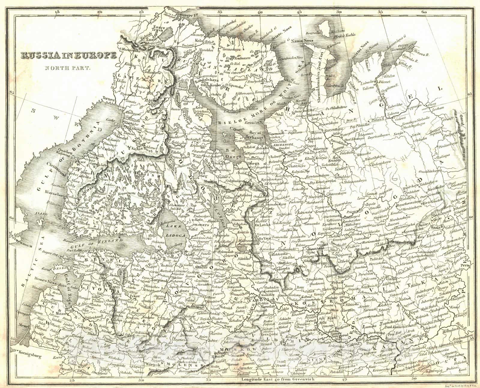 Historic Map : 1836 Russia in Europe (North and South) : Vintage Wall Art