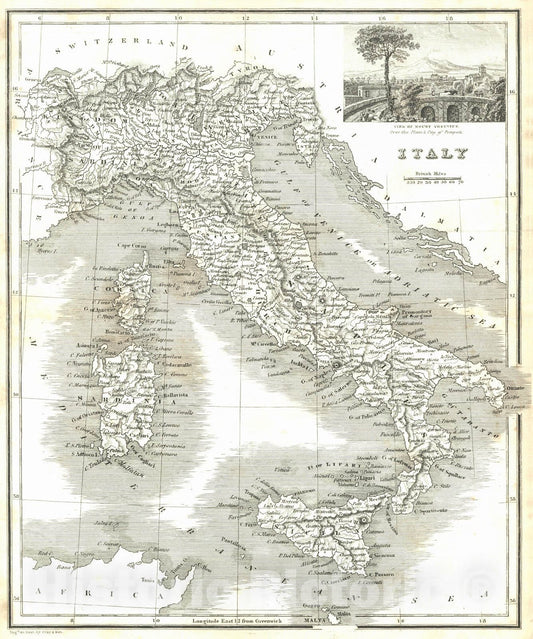 Historic Map : 1836 Italy : Vintage Wall Art