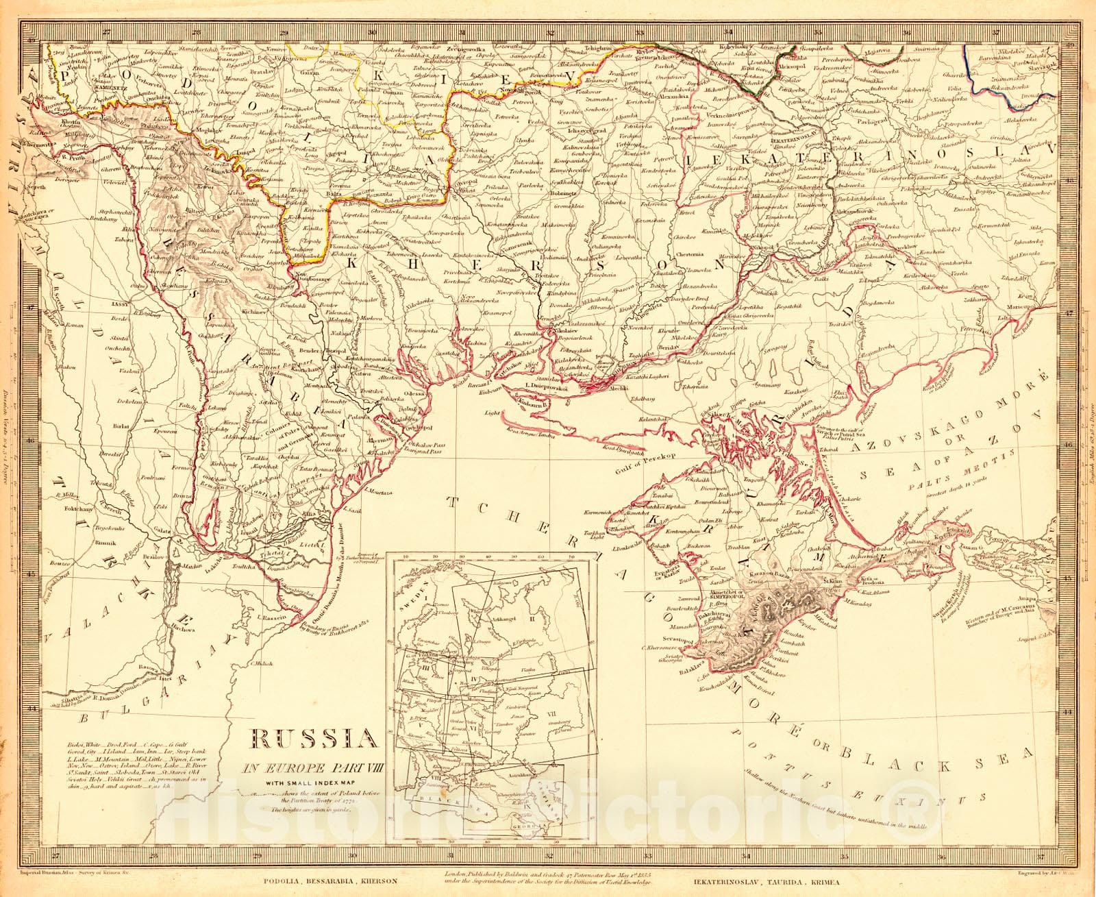 Historic Map : 1838 Russia in Europe Part VIII : Vintage Wall Art