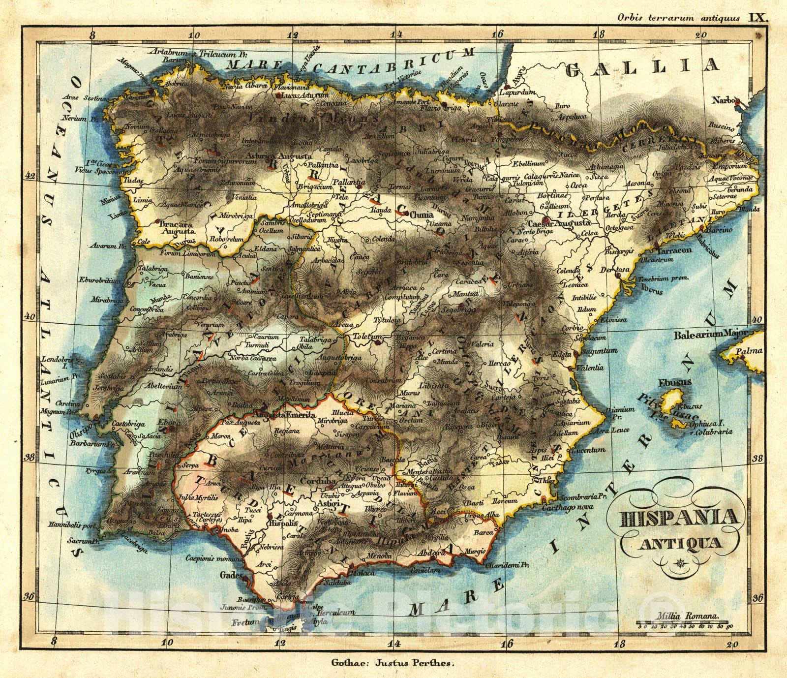 Historic Map : 1839 Hispania Antiqua : Vintage Wall Art