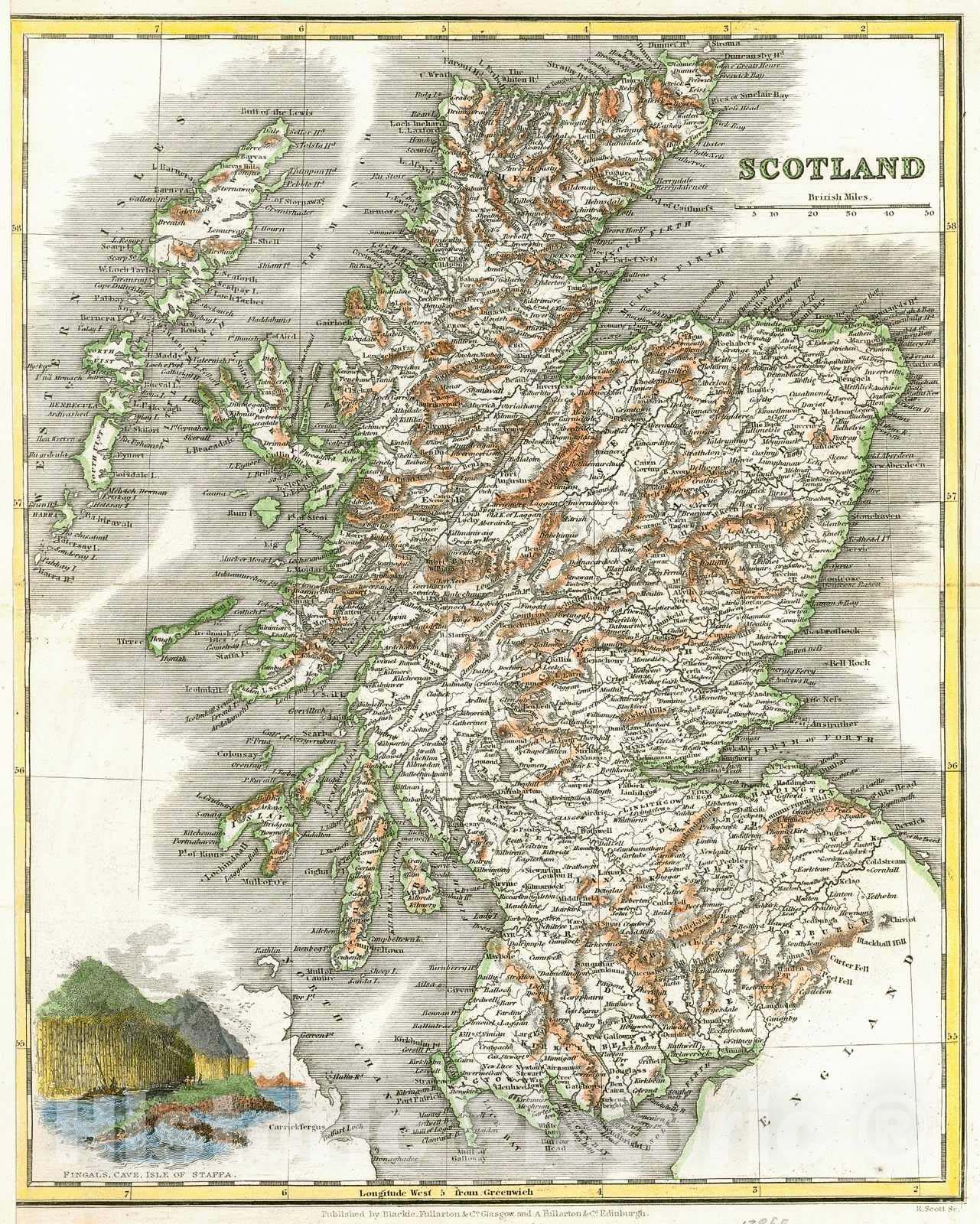 Historic Map : 1840 Scotland : Vintage Wall Art
