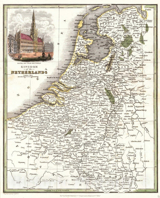 Historic Map : 1840 Kingdom of the Netherlands : Vintage Wall Art