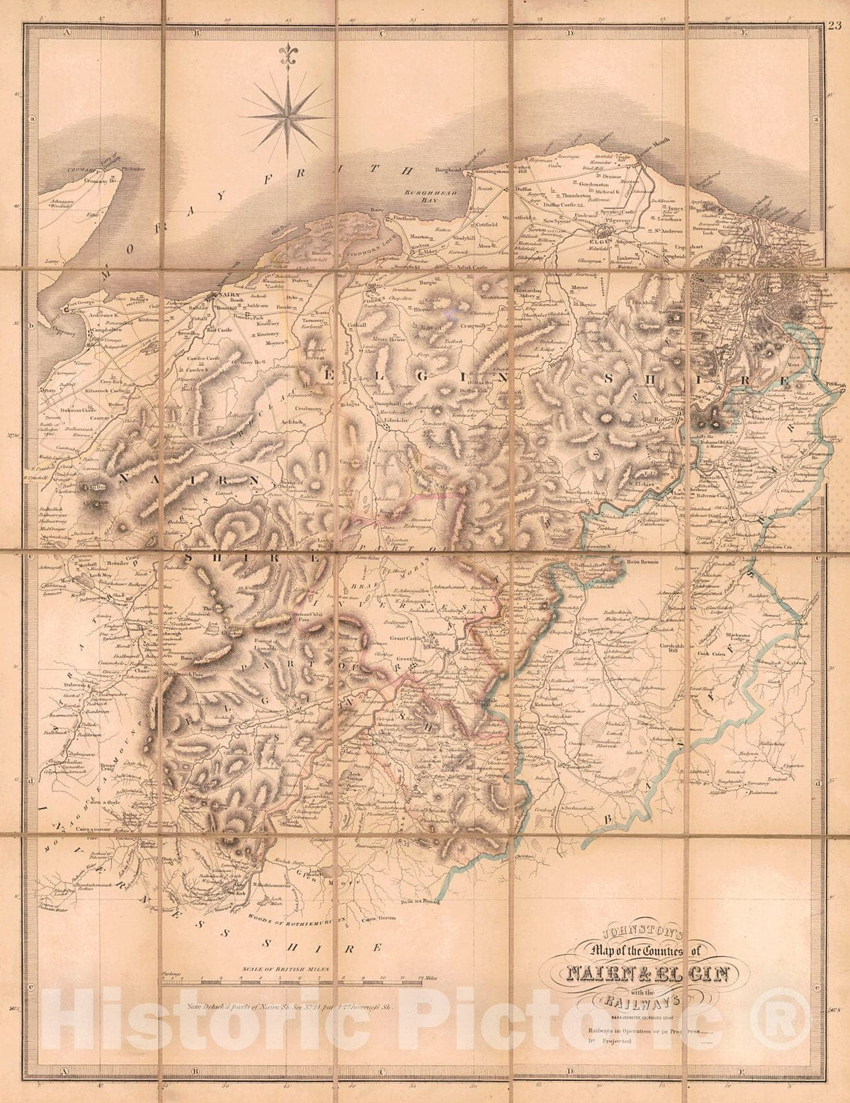 Historic Map : 1840 County Map of Moray : Vintage Wall Art