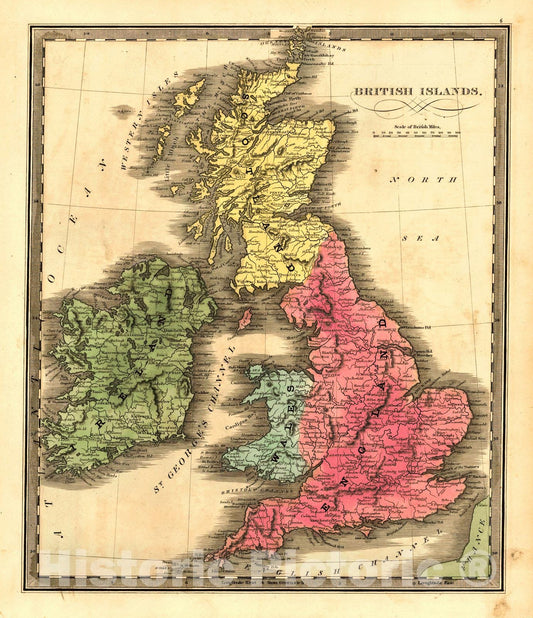 Historic Map : 1840 British Isles : Vintage Wall Art