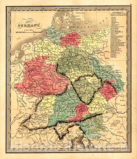 Historic Map : 1840 Germany : Vintage Wall Art