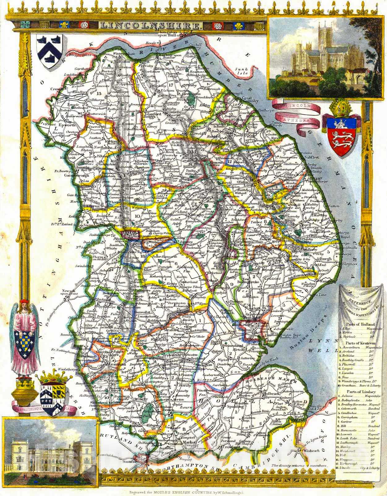Historic Map : 1840 Lincolnshire : Vintage Wall Art