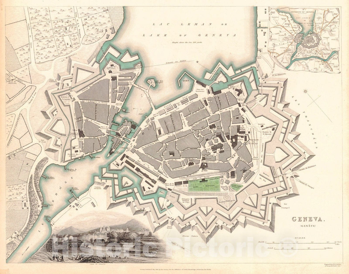 Historic Map : 1841 Geneva : Vintage Wall Art