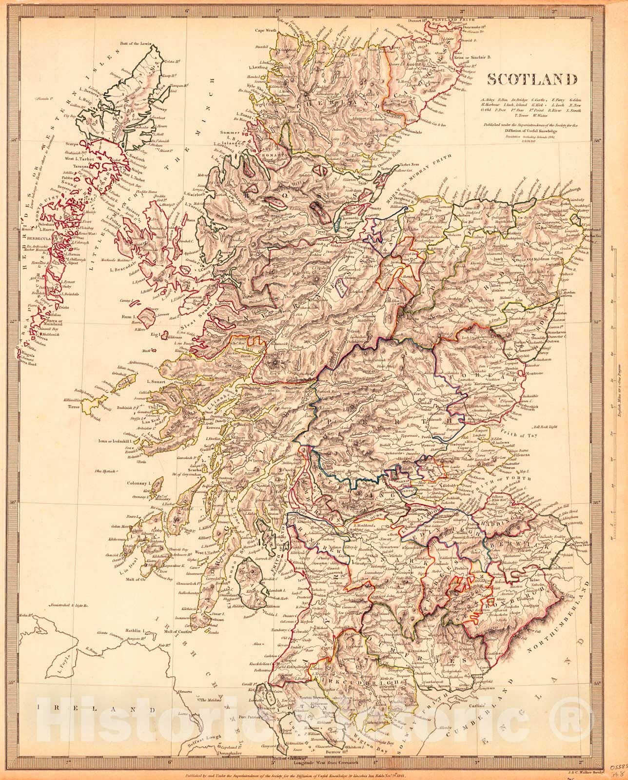 Historic Map : 1841 Scotland : Vintage Wall Art