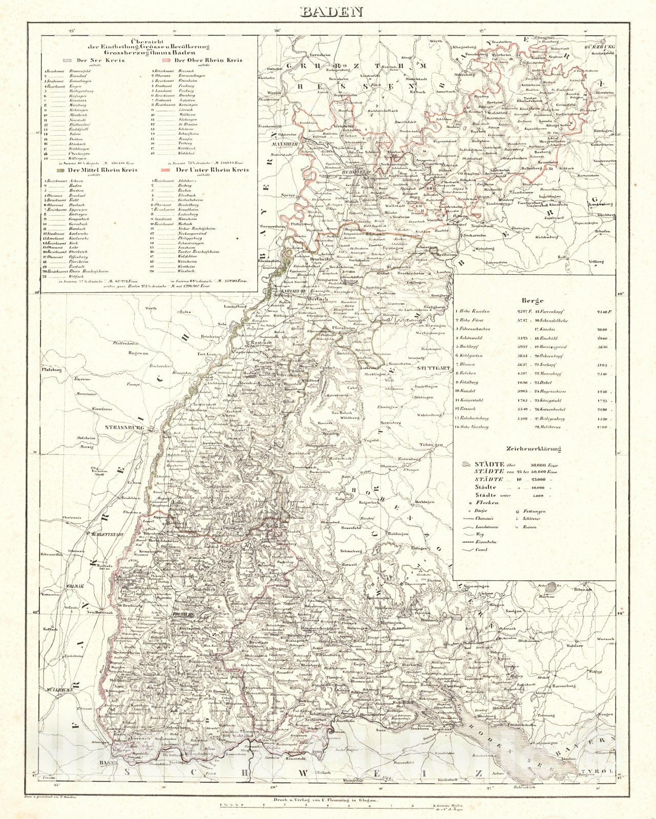 Historic Map : 1847 Baden : Vintage Wall Art