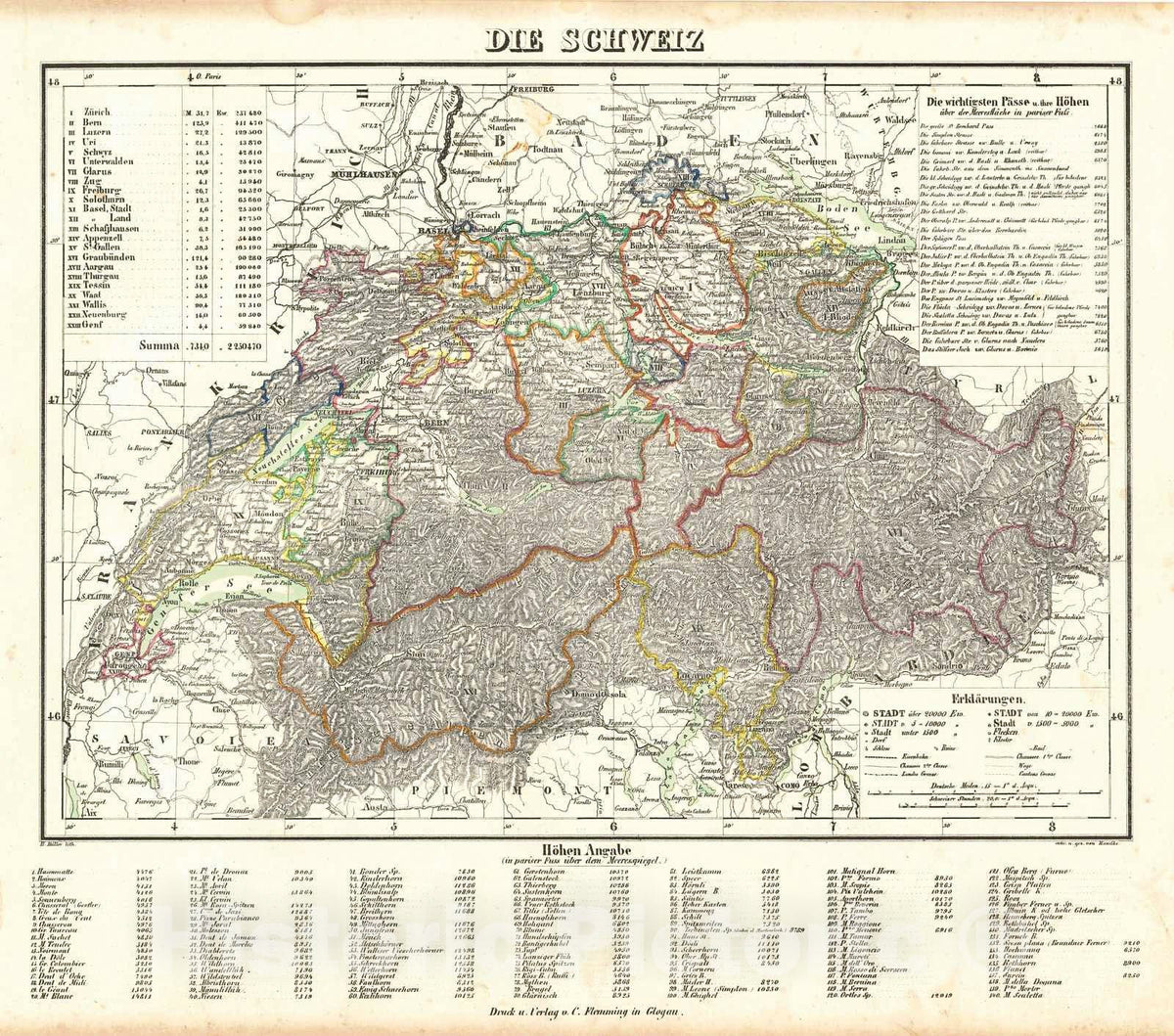 Historic Map : 1847 Die Schweiz : Vintage Wall Art