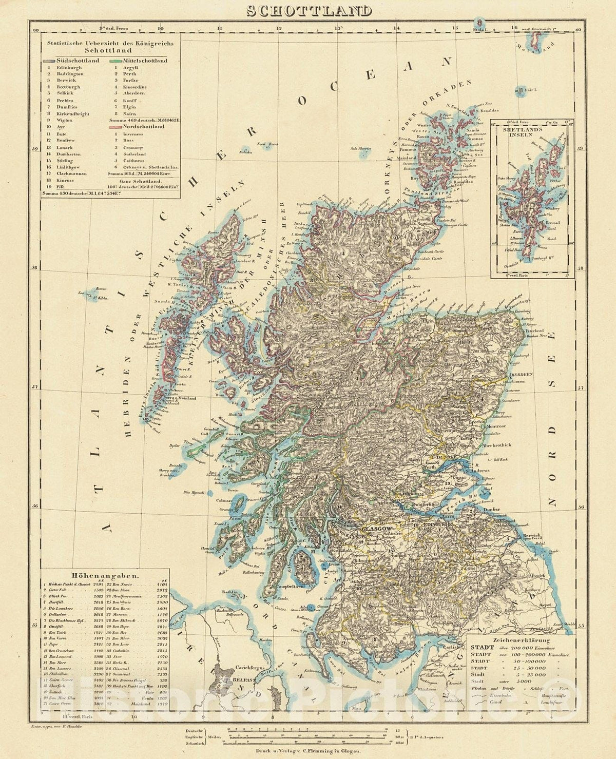 Historic Map : 1847 Schottland : Vintage Wall Art